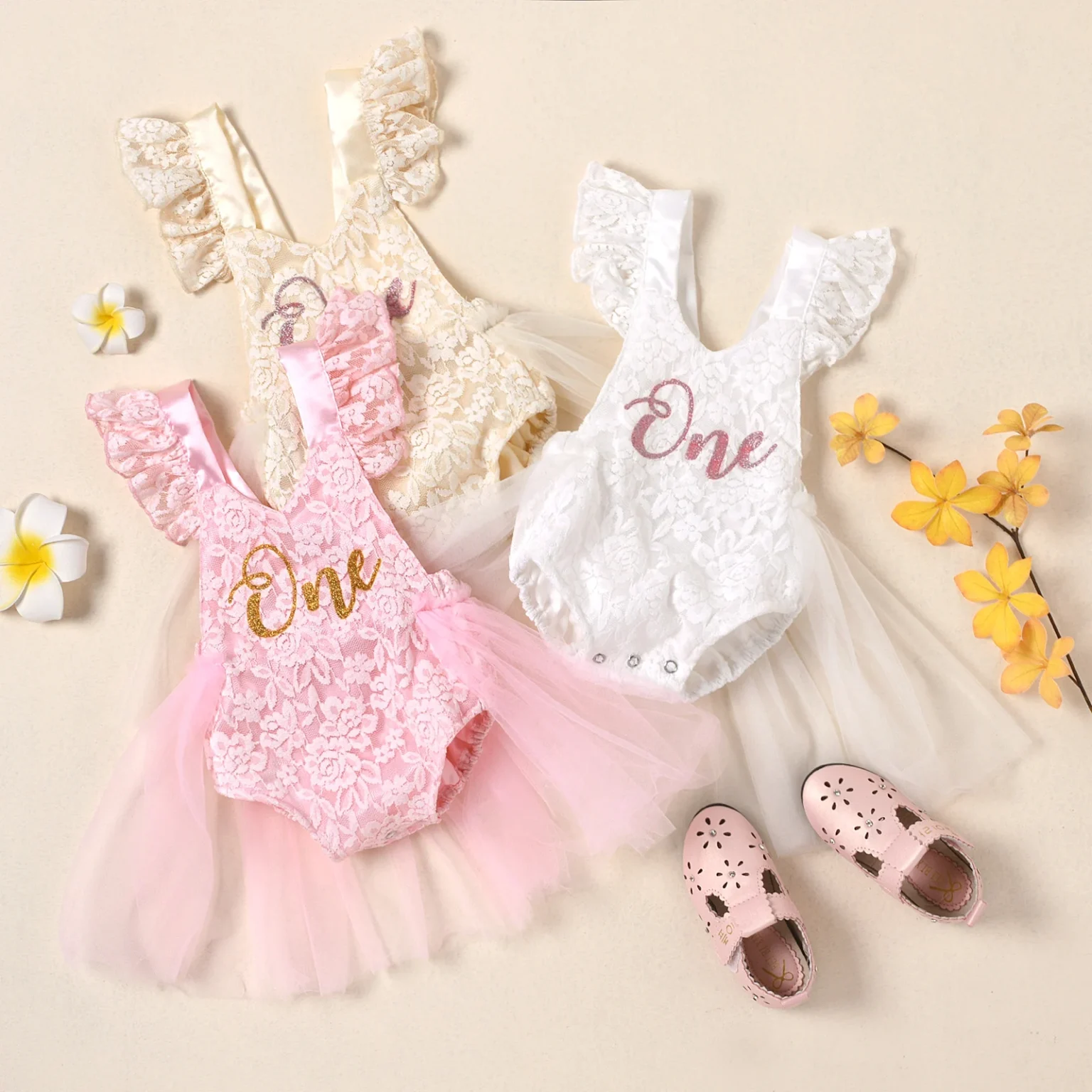 FOCUSNORM-Newborn-Baby-Girls-Romper-Dress-Mesh-Lace-One-Letter-Print-Little-Princess-Party-Dress-Summer