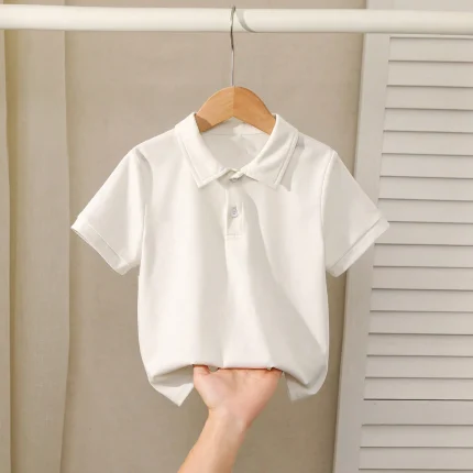 Children's solid color POLO shirt boy handsome  casual and comfortable half sleeve.